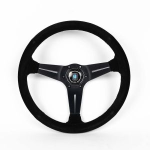 Nardi Stuur Rode Kruisstiksel Deep Dish Zwart 350mm Suède