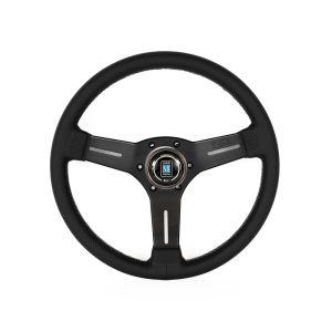 Nardi Stuur Grijs Kruisstiksel Plat Zwart 330mm Geperforeerd Leer