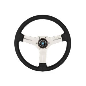 Nardi Stuur Grijs Kruisstiksel Plat Zwart 330mm Geperforeerd Leer