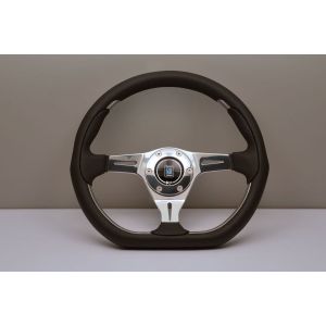 Nardi Stuur Plat Zilver 350mm Leer