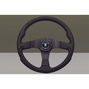 Nardi Stuur Plat Zwart 350mm Leer