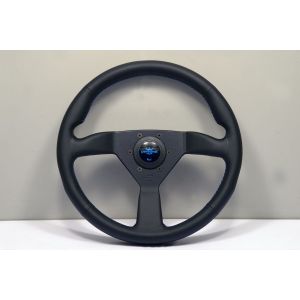 Personal Stuur Zwarte Kruisstiksel Plat Zwart 350mm Leer