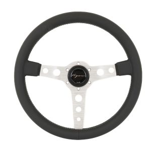 Vigor Stuur Monte Carlo Grijze Dubbele Horizontale Stiksel Zwart - Zilver 350mm Leer