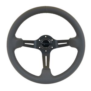 Vigor Stuur Daytona Zwarte Kruisstiksel Zwart - Zwart 350mm Leer