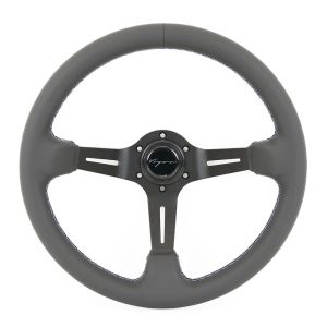 Vigor Stuur Daytona Motorsport Kruisstiksel Zwart - Zwart 350mm Leer
