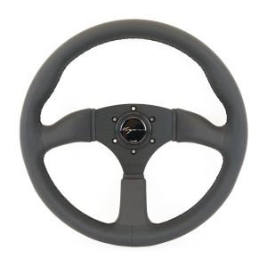 Vigor Stuur Spa Zwarte Kruisstiksel Zwart - Zwart 350mm Leer