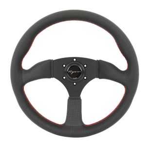 Vigor Stuur Spa Rode Kruisstiksel Zwart - Zwart 350mm Geperforeerd Leer