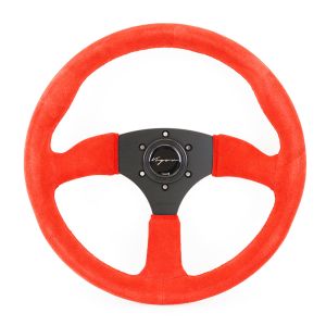 Vigor Stuur Spa Rode Kruisstiksel Rood - Zwart 350mm Suède
