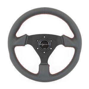 Vigor Stuur Monza Rode Kruisstiksel Zwart - Zwart 330mm Leer