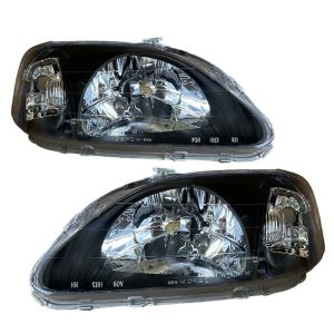 DEPO Koplampen JDM Style Handmatig Verstelbaar Black Housing Honda Civic Facelift 1999-2001
