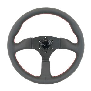 Vigor Stuur Spa Rode Kruisstiksel Zwart - Zwart 350mm Leer
