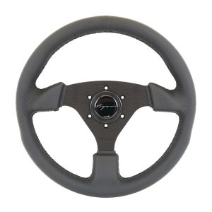 Vigor Stuur Monza Zwarte Kruisstiksel Zwart - Zwart 330mm Leer