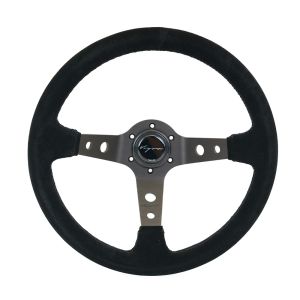 Vigor Stuur Speedway Zwarte Kruisstiksel Zwart - Zwart 350mm Suède