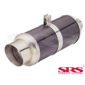 SRS Achter Universele Uitlaat Demper G55 Zwart 61mm Carbon Fiber & Stainless Steel