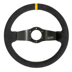 QSP Stuur Racing Zwarte Kruisstiksel Zwart 350mm Suède