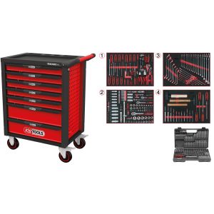 KS tools Gereedschapswagen Racingline 7 laden met 515 stuks gereedschap Rood Staal