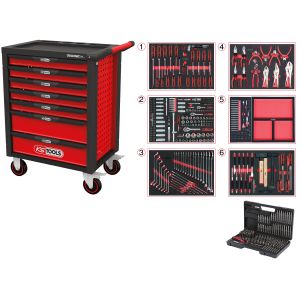 KS tools Gereedschapswagen Racingline 7 laden met 598 stuks gereedschap Rood Staal