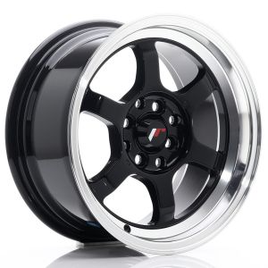 JR-Wheels JR12 Velgen 15 Inch 7.5J ET26 4x100,4x108 Gloss Black Machined Lip