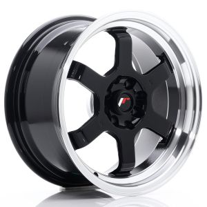 JR-Wheels JR12 Velgen 16 Inch 8J ET15 4x100,4x114.3 Gloss Black Machined Lip