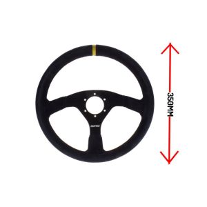 LTEC Stuur Racing Zwarte Kruisstiksel Plat Zwart 350mm Suède