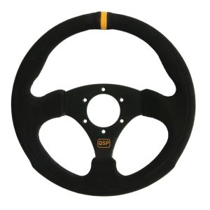QSP Stuur Racing Zwarte Kruisstiksel Plat Zwart 300mm Suède