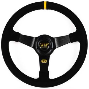 QSP Stuur Racing Zwarte Kruisstiksel Zwart 350mm Suède