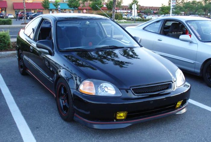 Image of PU Design Voor Bumper Lip Type R Style Zwart Polyurethane Honda Civic Pre-Facelift 1996-1998