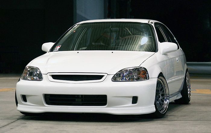 Image of PU Design Voor Bumper Lip Type R Style Zwart Polyurethane Honda Civic Facelift 1999-2001