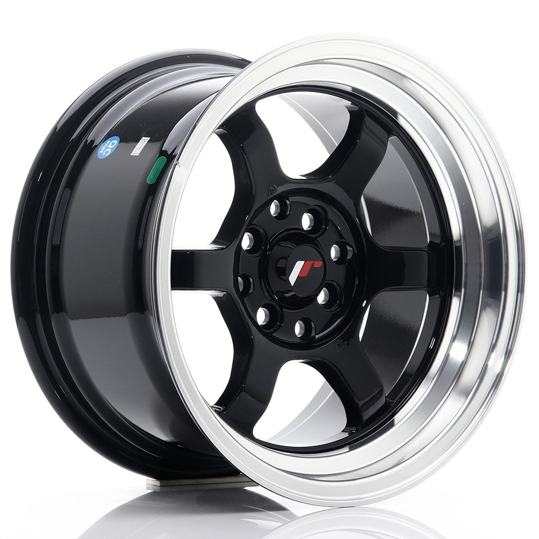 Image of JR-Wheels JR12 Velgen 15 Inch 8.5J ET13 4x100,4x114.3 Gloss Black Machined Lip