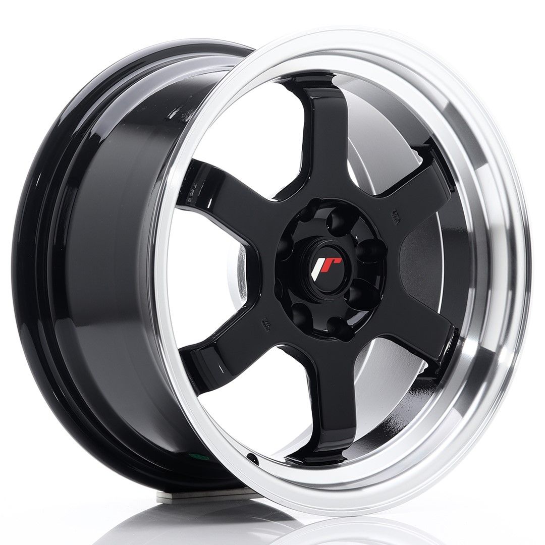 Image of JR-Wheels JR12 Velgen 16 Inch 8J ET15 4x100,4x114.3 Gloss Black Machined Lip