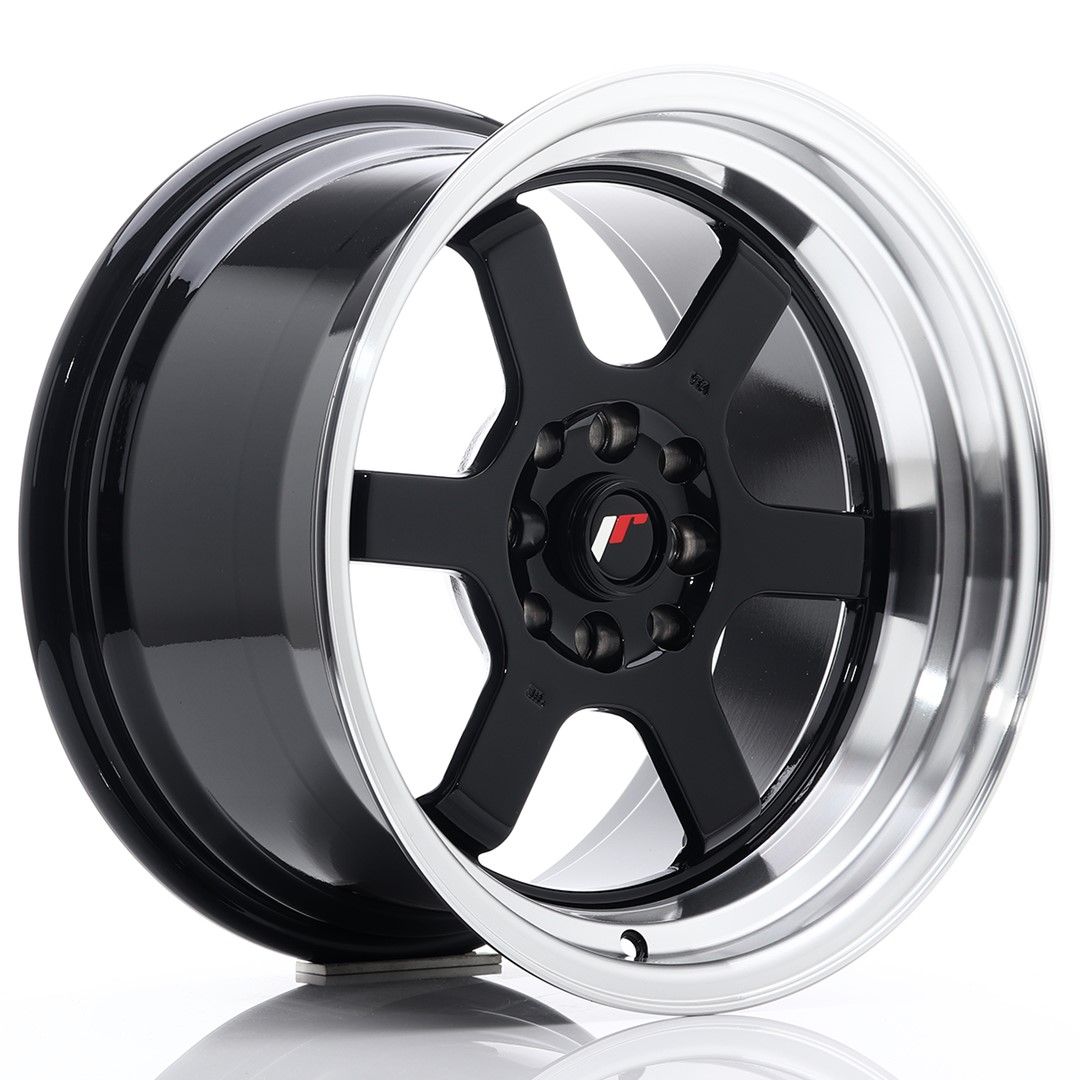 Image of JR-Wheels JR12 Velgen 16 Inch 9J ET10 4x100,4x114.3 Gloss Black Machined Lip