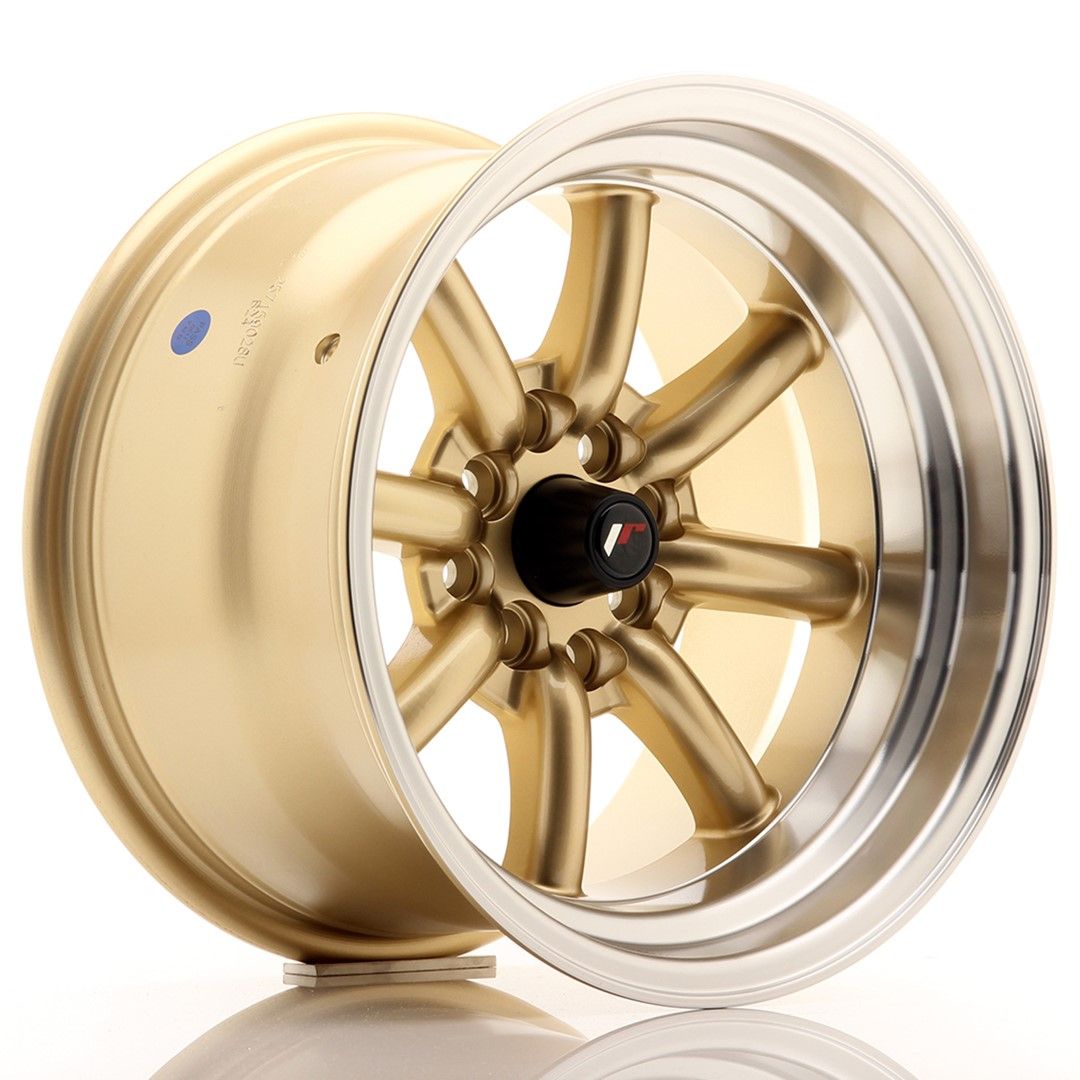 Image of JR-Wheels JR19 Velgen 15 Inch 9J ET-13 4x100,4x114.3 Gold Machined Lip