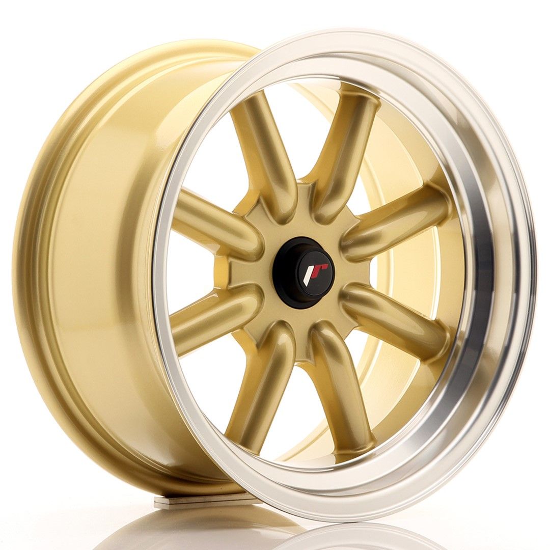 Image of JR-Wheels JR19 Velgen 16 Inch 8J ET0-9 Custom PCD Gold Machined Lip