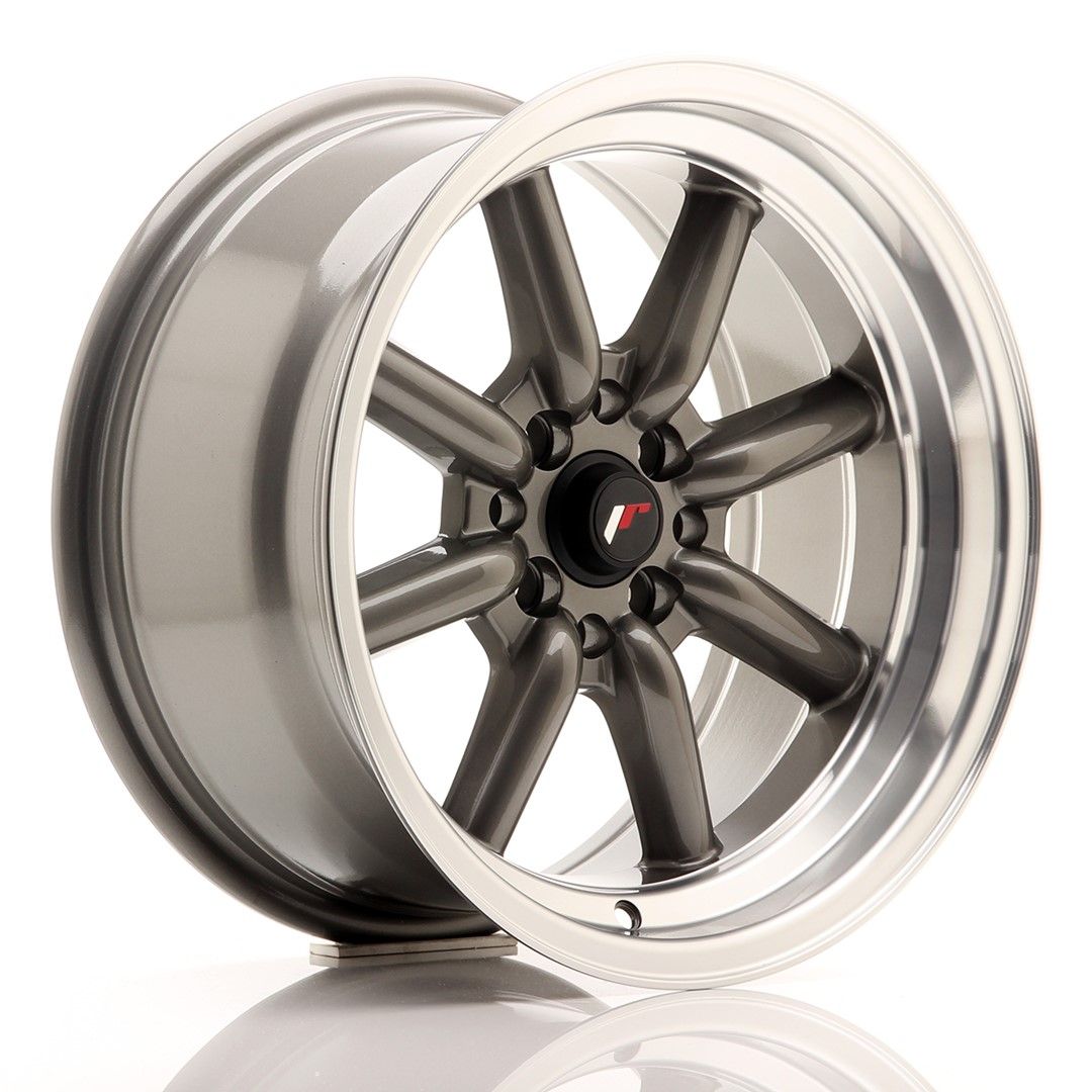 Image of JR-Wheels JR19 Velgen 16 Inch 8J ET0-9 Custom PCD Gun Metal Machined Lip