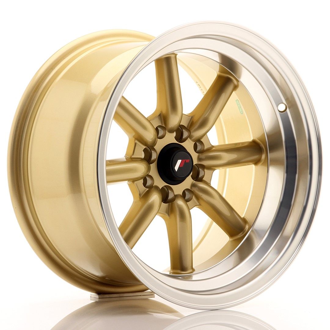 Image of JR-Wheels JR19 Velgen 16 Inch 9J ET-15 4x100,4x114.3 Gold Machined Lip