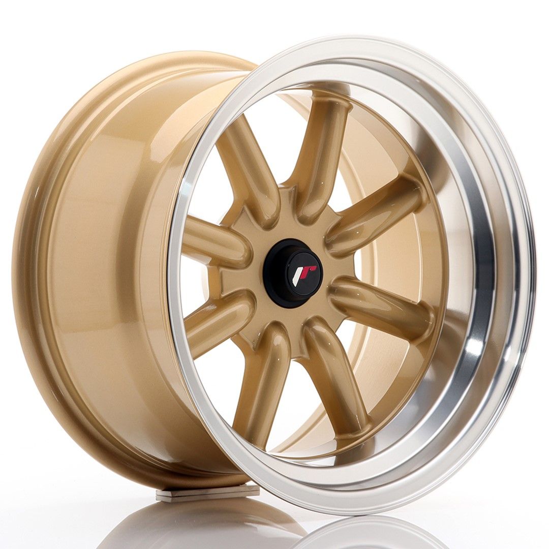 Image of JR-Wheels JR19 Velgen 16 Inch 9J ET-15-25 Custom PCD Gold Machined Lip
