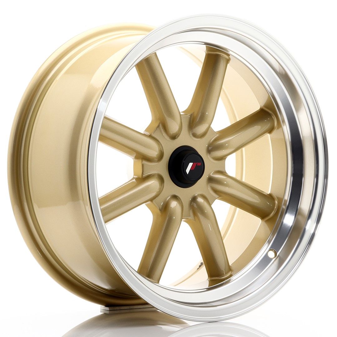 Image of JR-Wheels JR19 Velgen 17 Inch 8J ET0-9 Custom PCD Gold Machined Lip
