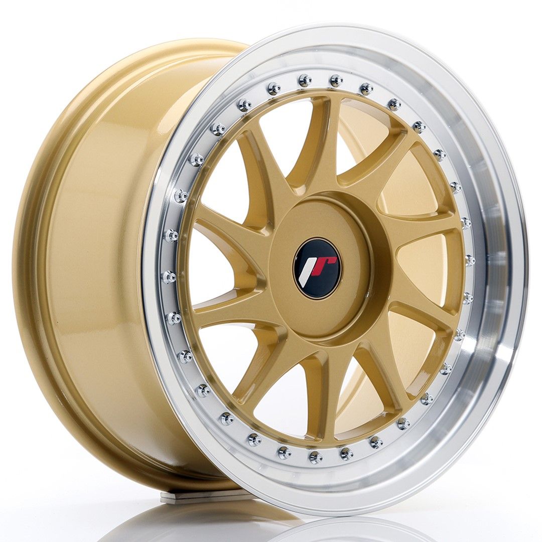 Image of JR-Wheels JR26 Velgen 17 Inch 8J ET35 Custom PCD Gold Machined Lip
