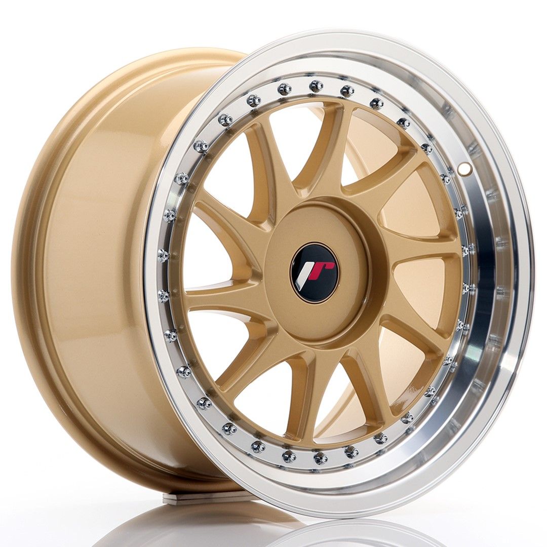 Image of JR-Wheels JR26 Velgen 17 Inch 9J ET20-35 Custom PCD Gold Machined Lip