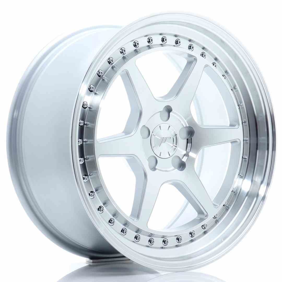Image of JR-Wheels JR43 Velgen 18 Inch 8.5J ET35 Custom PCD Flow Form Silver Machined Face