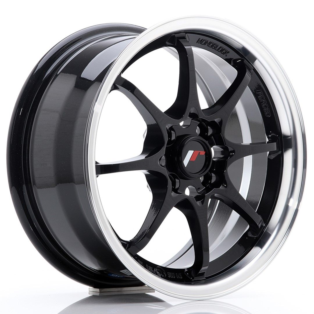 Image of JR-Wheels JR5 Velgen 15 Inch 7J ET35 4x100 Gloss Black Machined Lip