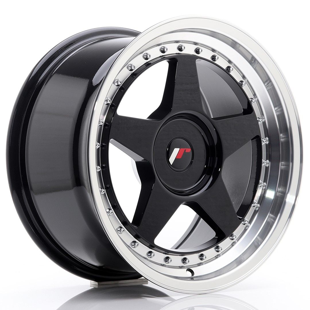 Image of JR-Wheels JR6 Velgen 17 Inch 9J ET20-35 Custom PCD Gloss Black Machined Lip