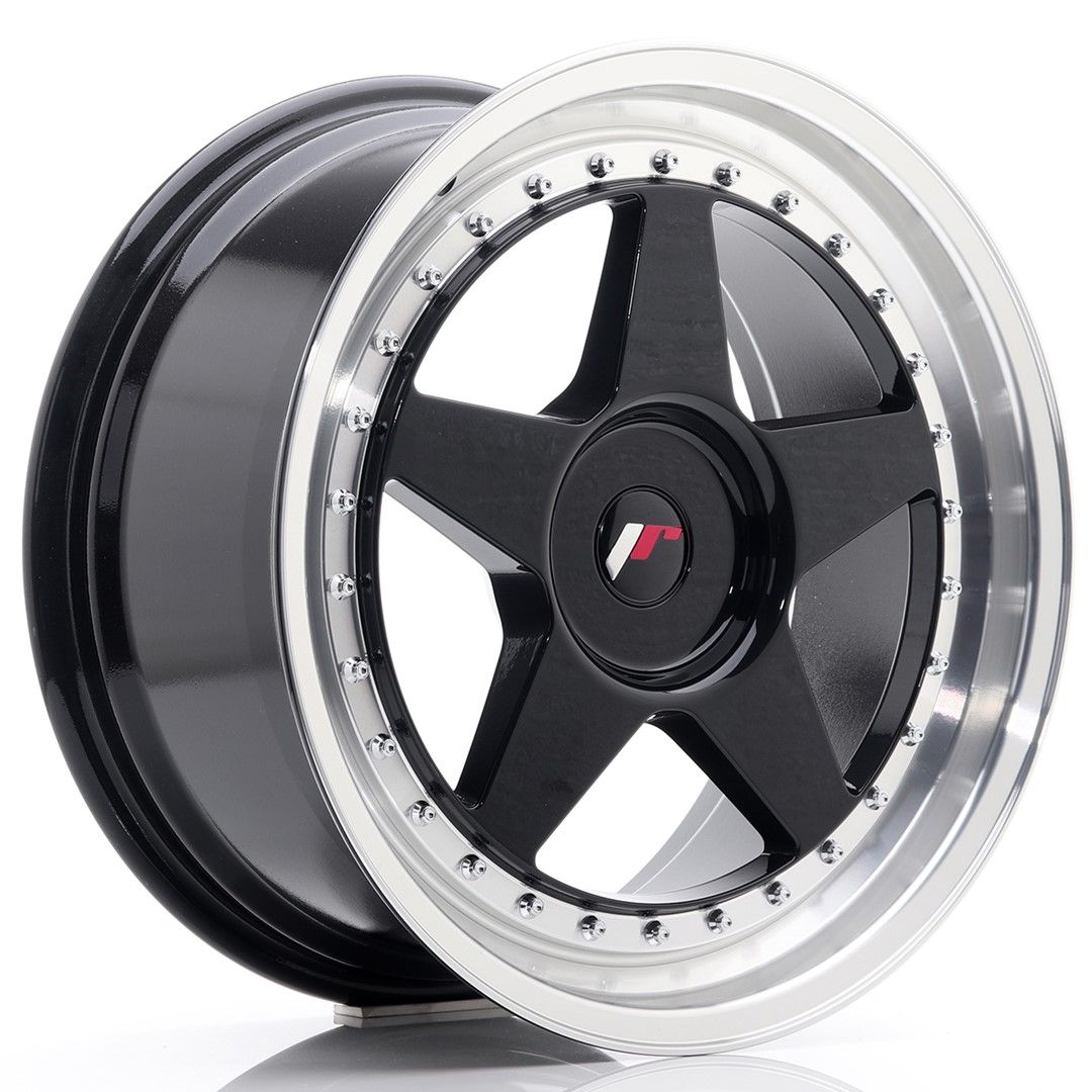 Image of JR-Wheels JR6 Velgen 18 Inch 8.5J ET35-40 Custom PCD Gloss Black Machined Lip