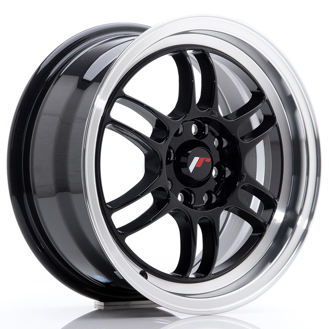 Image of JR-Wheels JR7 Velgen 15 Inch 7J ET38 4x100,4x114.3 Gloss Black Machined Lip
