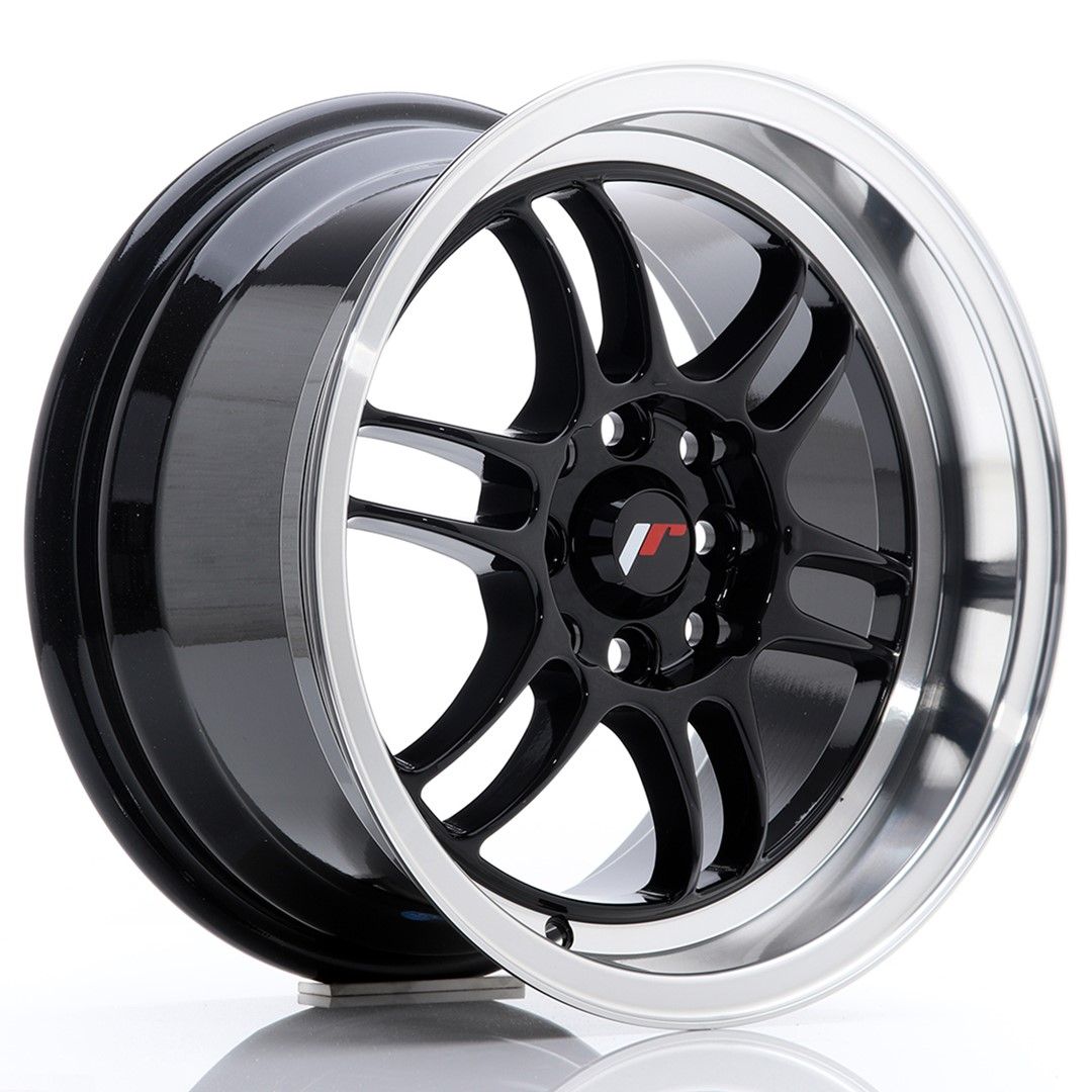 Image of JR-Wheels JR7 Velgen 15 Inch 8J ET35 4x100,4x114.3 Gloss Black Machined Lip