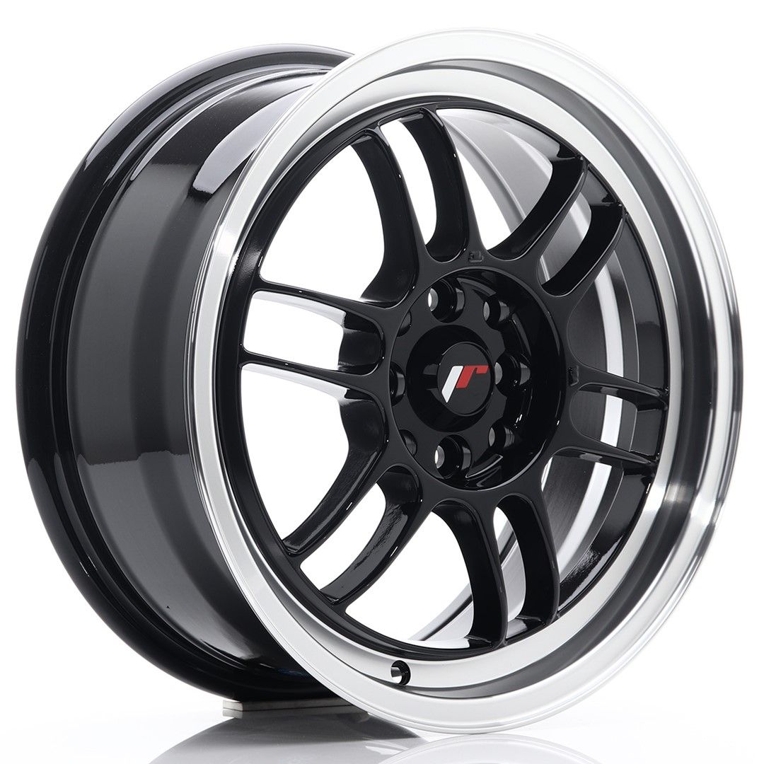 Image of JR-Wheels JR7 Velgen 16 Inch 7J ET38 4x100,4x114.3 Gloss Black Machined Lip