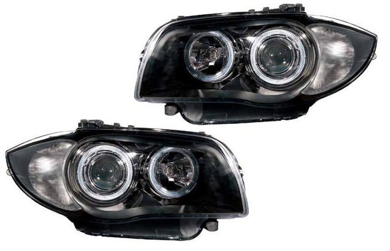 Image of DEPO Koplampen Angel Eyes Black Housing BMW 1 Serie LCI