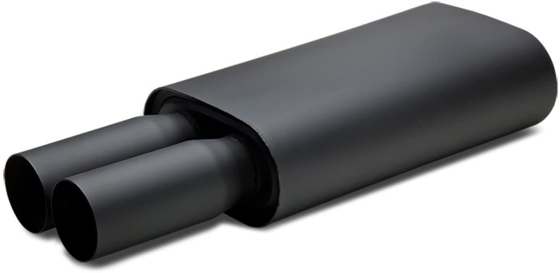 Image of SK-Import Achter Universele Uitlaat Demper Dual Tip Zwart Roestvrij Staal