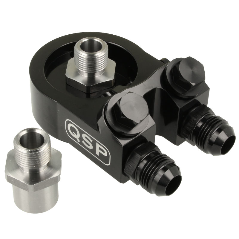 Image of QSP Oliekoeler Adapter Met Thermostaat AN10 Zwart Aluminium