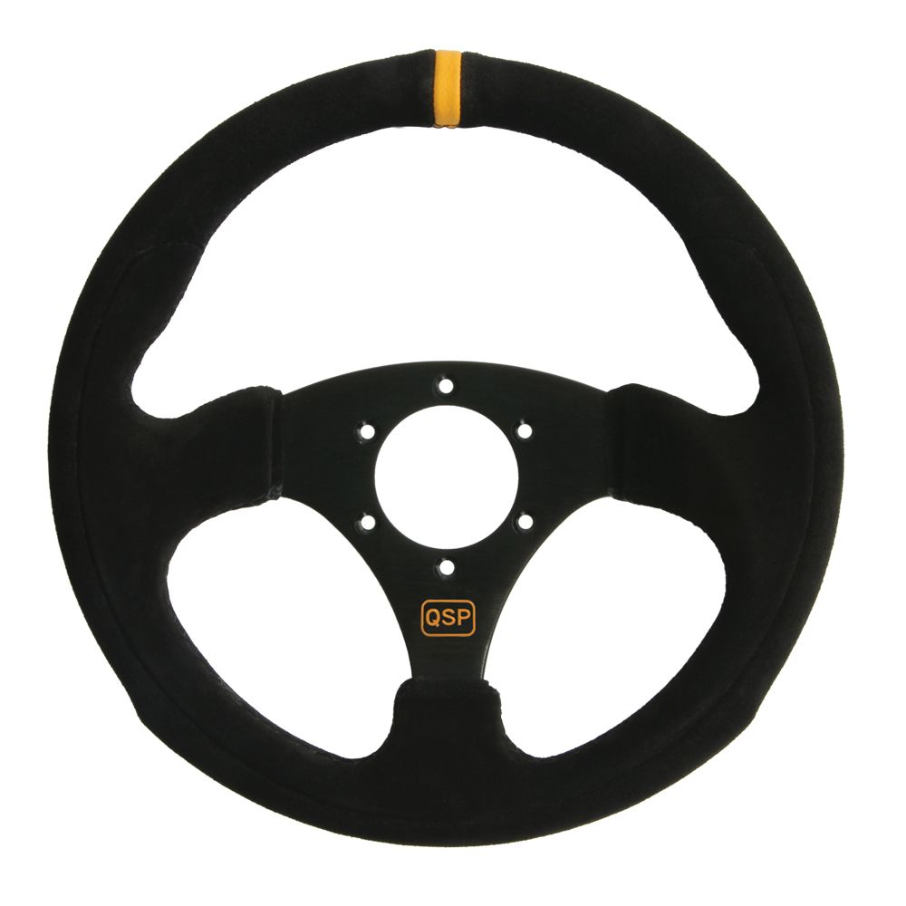 Image of QSP Stuur Racing Zwarte Kruisstiksel Plat Zwart 300mm Suède